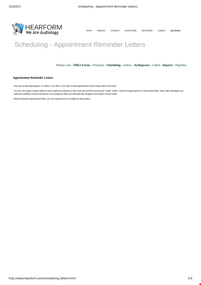patient appointment reminder letter template