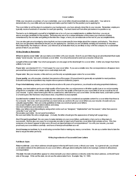 personal statements resume cover letter template