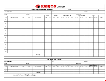 daily sales report template excel template