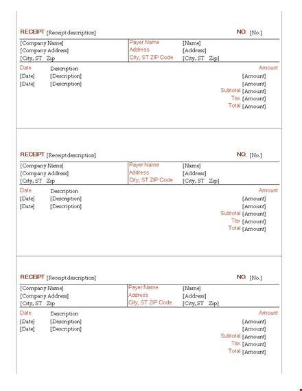 receipt template word template