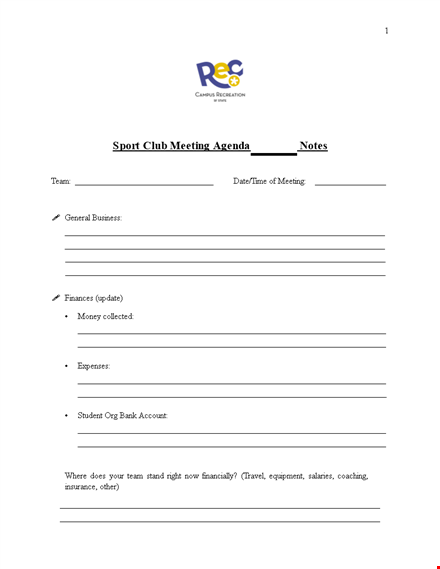 sports club agenda template