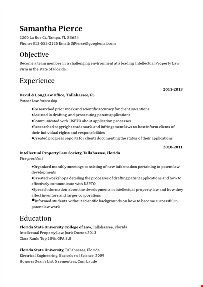 patent attorney resume template template