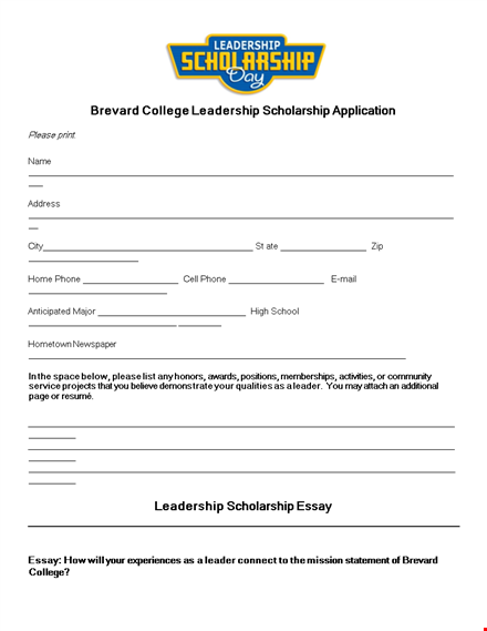 leadership scholarship essay sample template