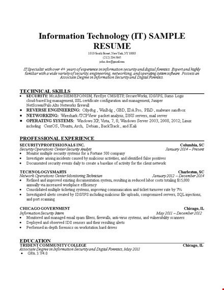 it job resume sample template template