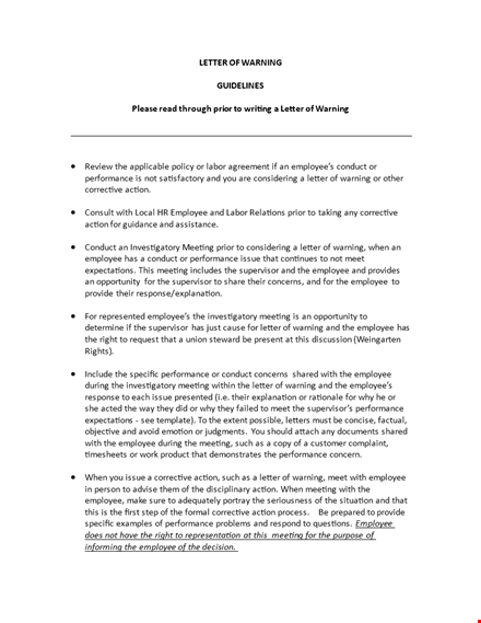 employee warning letter: effectively addressing performance issues in a professional meeting template