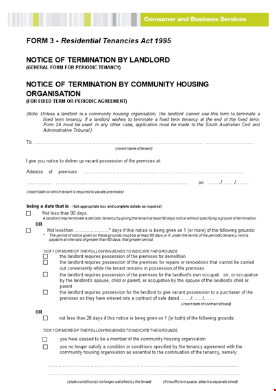 landlord's notice of termination: ensure smooth transition for tenant template