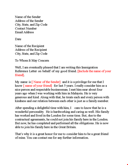 compelling immigration letter | addressing family template