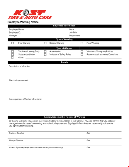 manage employee behavior with our warning notice template template