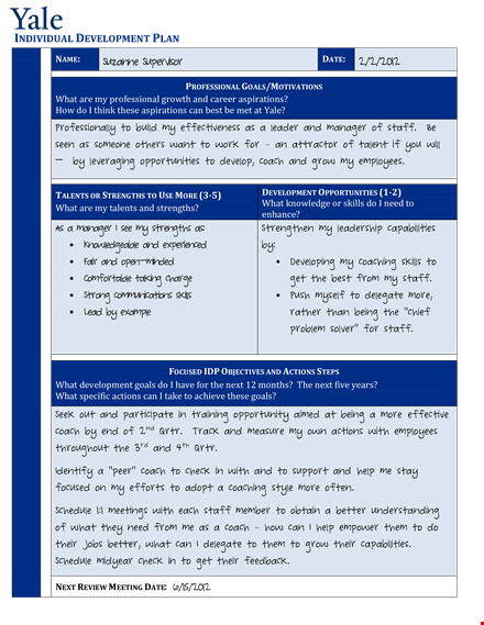 individual development: setting goals, taking action, and building skills template