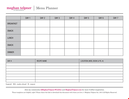 organized with our meal plan template template