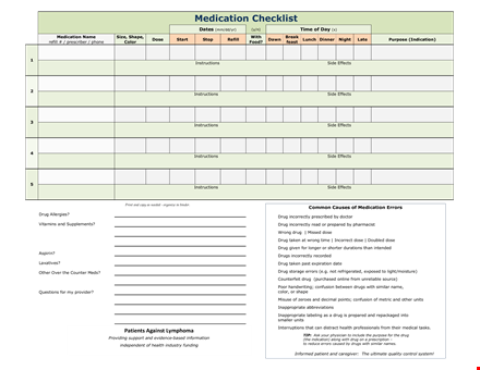 free medication checklist template template