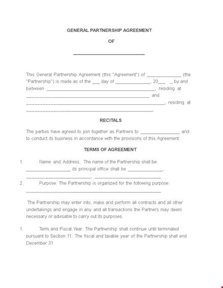 partnership agreement template | clear terms for partnerships template