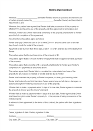Simple Rent To Own Contract Template