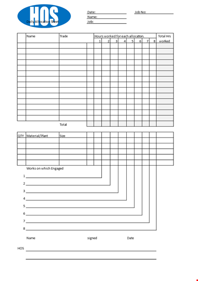 daily allocation sheet - efficient resource distribution & tracking tool template