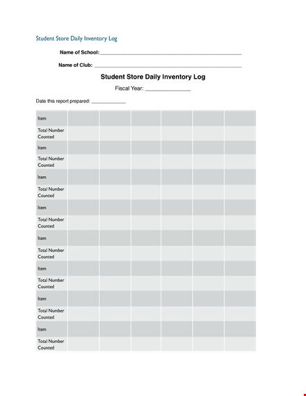 store inventory template