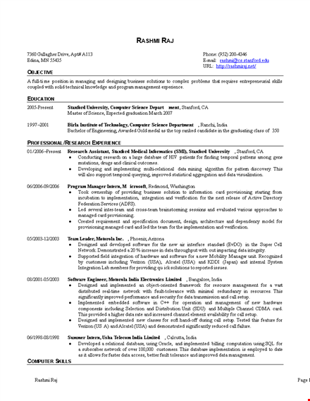 computer engineering resume template