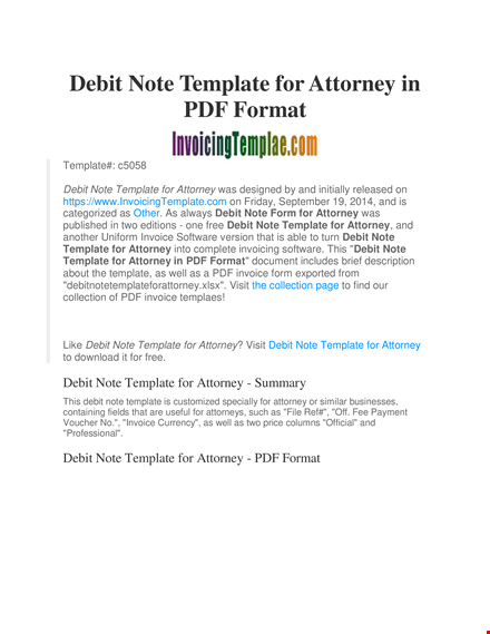 free debit note template - create professional invoices & manage debits | attorney approved template