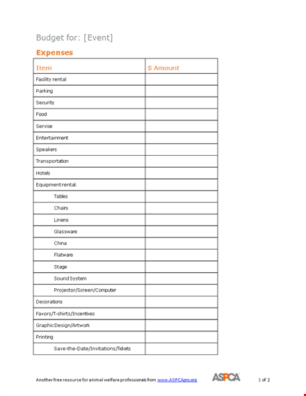 event budget template word template