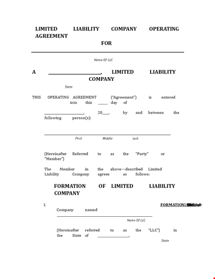 llc operating agreement template - create an agreement for member interests with ease template