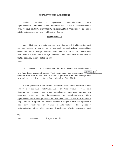 free printable cohabitation agreement template template