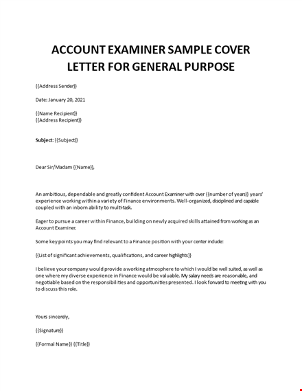 account examiner cover letter template