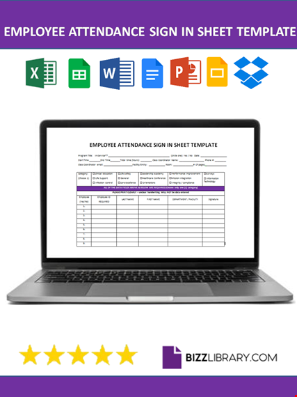 employee attendance sign in sheet template template