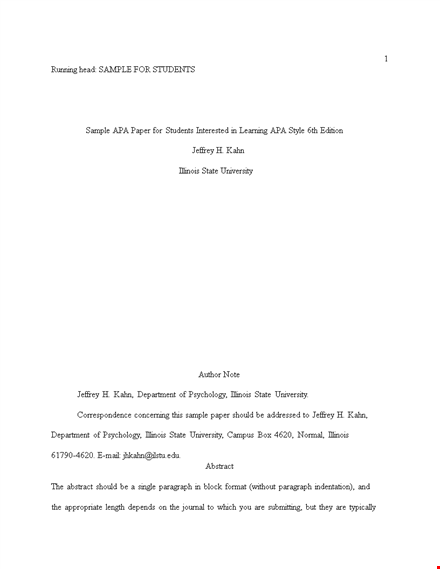 sample apa research papers for students template