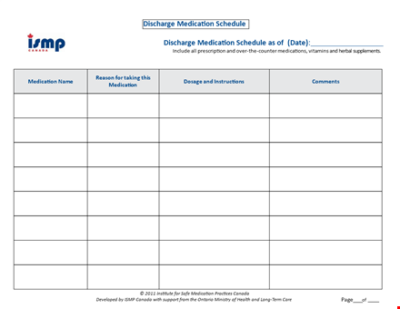 medication schedule template for following institute in canada: schedule and manage your medications template