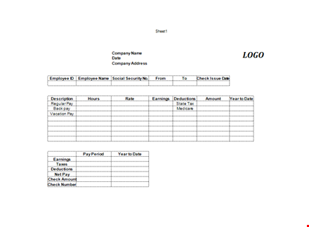 professional check stub template for your company | customize check stub template