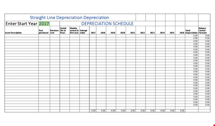 straight line depreciation schedule template template