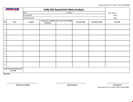 daily safety tips for project to ensure safety template