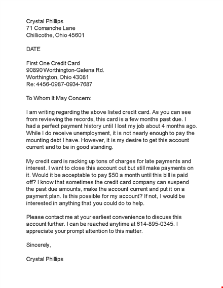 effective letter of explanation for credit account - crystal template