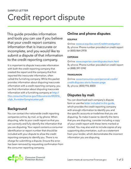 sample dispute credit template