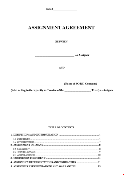 create a secure assignment agreement with our free template template