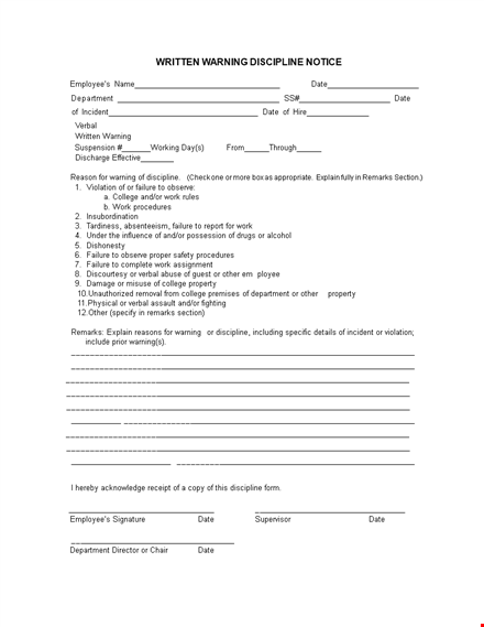 effective employee discipline with our write-up form template