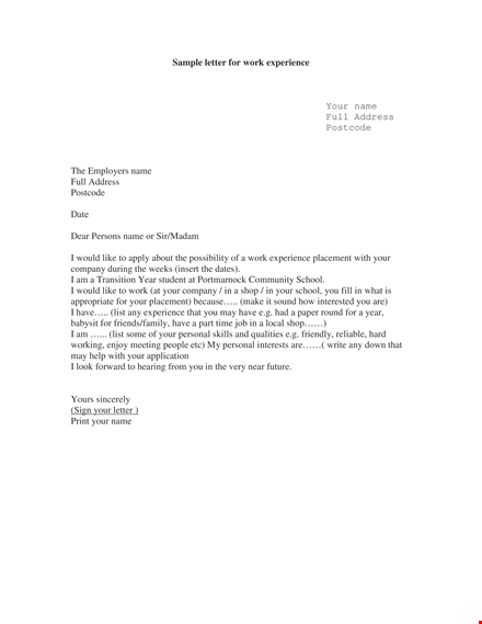 work experience letter template from employer template