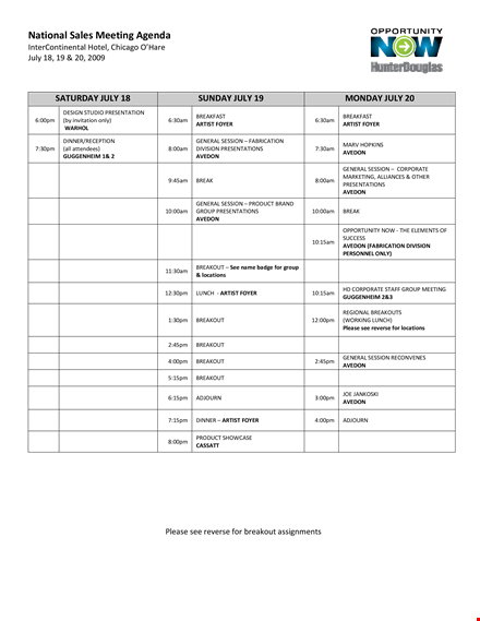 national sales meeting agenda template