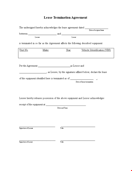 lease termination agreement template template