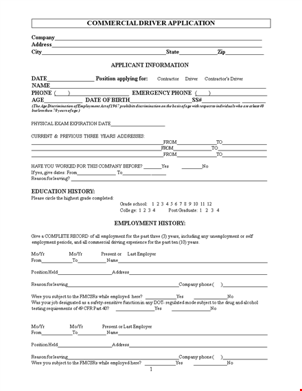 driver application for employment form - apply to become a driver today template
