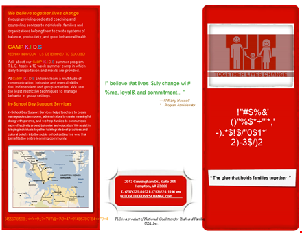 pamphlet template - support services for children, parents & families template