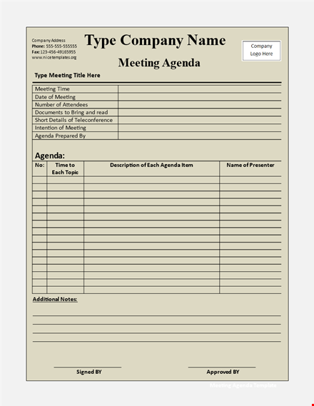 efficient meeting agenda template - streamline your meetings template