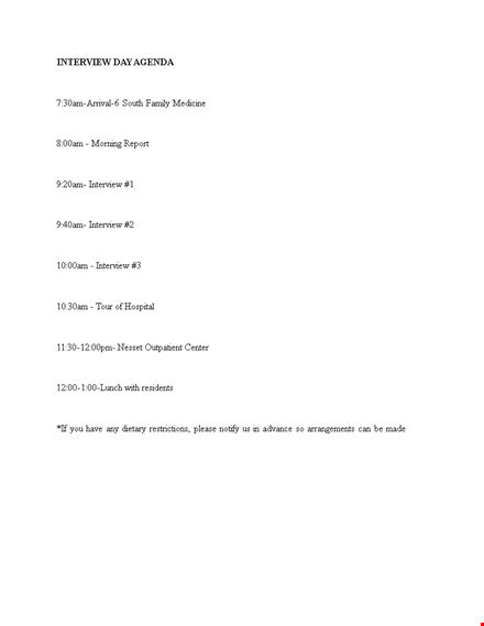 interview day agenda template