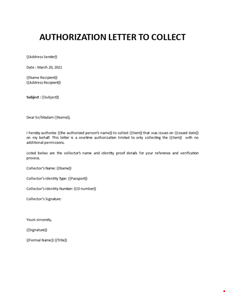 authorization letter sample template
