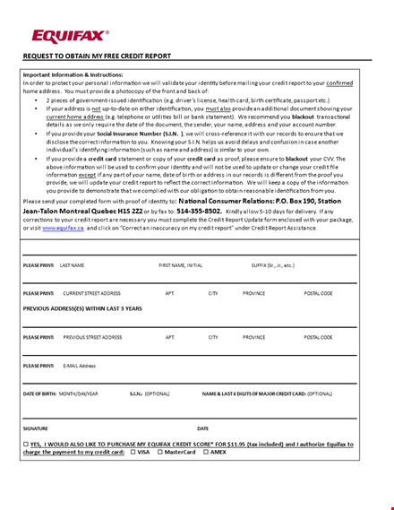 free credit report template
