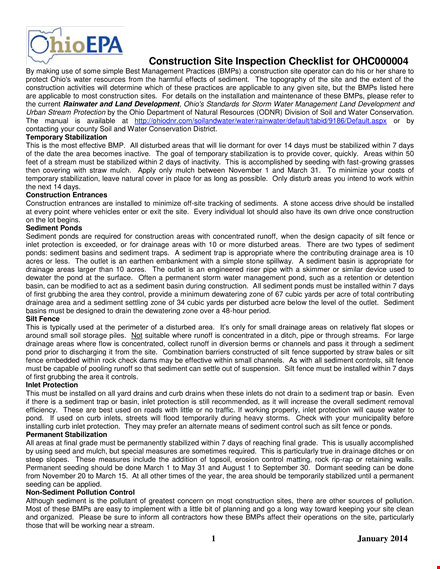 construction site inspection checklist template template