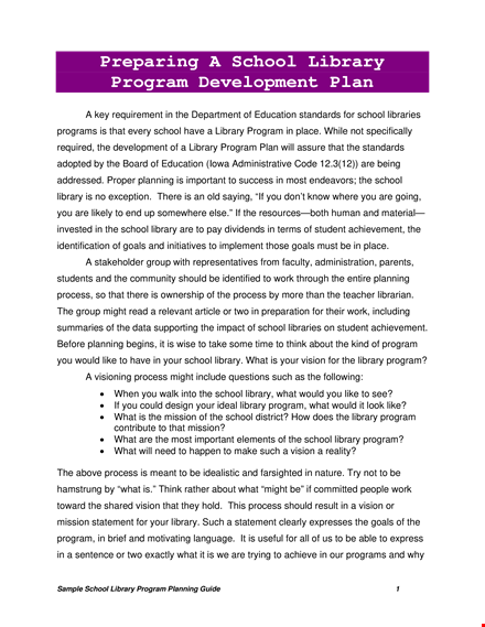school library development plan - enhancing education through a comprehensive library program template