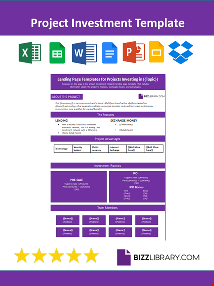 project investment template template