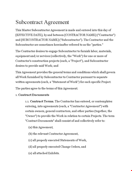 expertly crafted subcontractor agreement | for contractors & subcontractors template