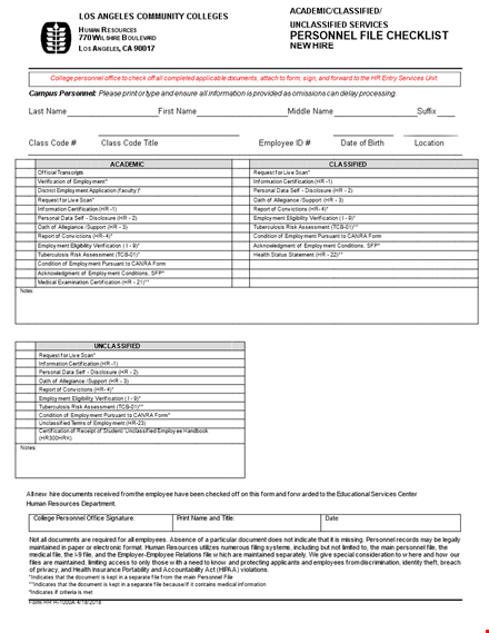 complete new hire checklist - streamline personnel & employment template