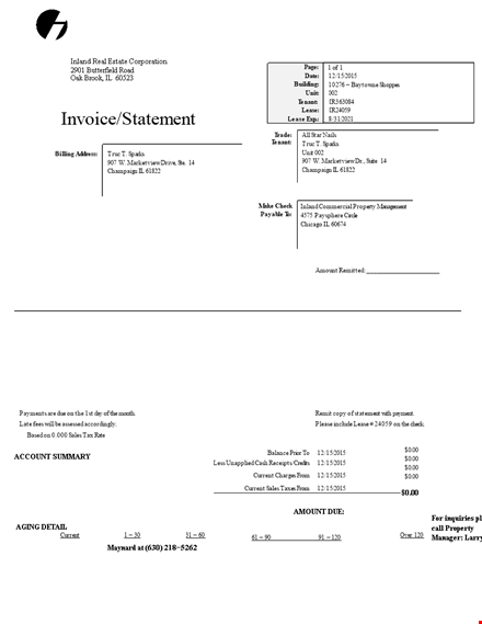 sample invoice statement template template